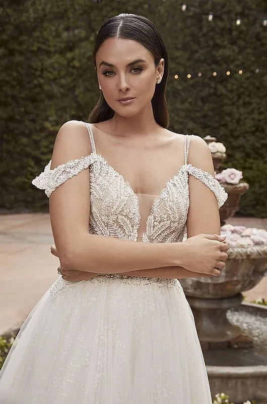 Casablanca Size 14 2462 Carrie Ivory/Nude/Silver Gown