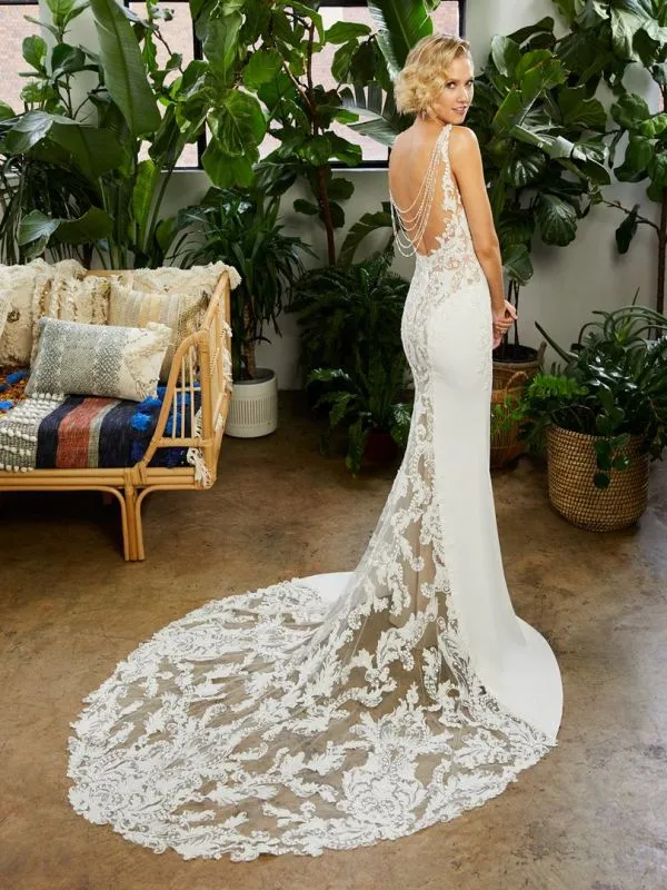 Casablanca Size 14 BL333 Lexi Ivory/Nude/Silver Gown