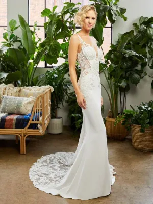 Casablanca Size 14 BL333 Lexi Ivory/Nude/Silver Gown