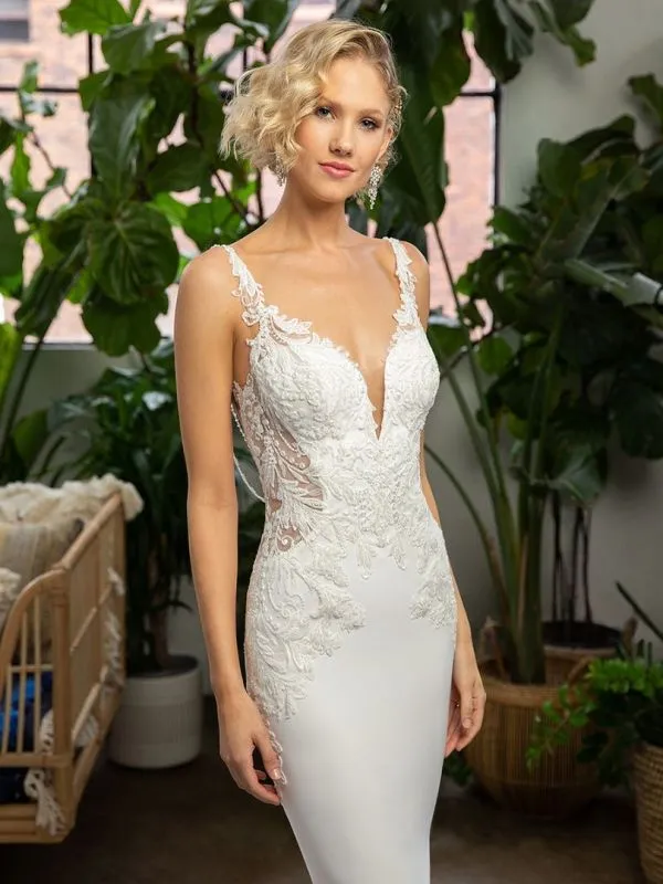 Casablanca Size 14 BL333 Lexi Ivory/Nude/Silver Gown