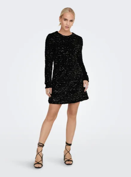 Cassandra Sequin Long Sleeve Dress