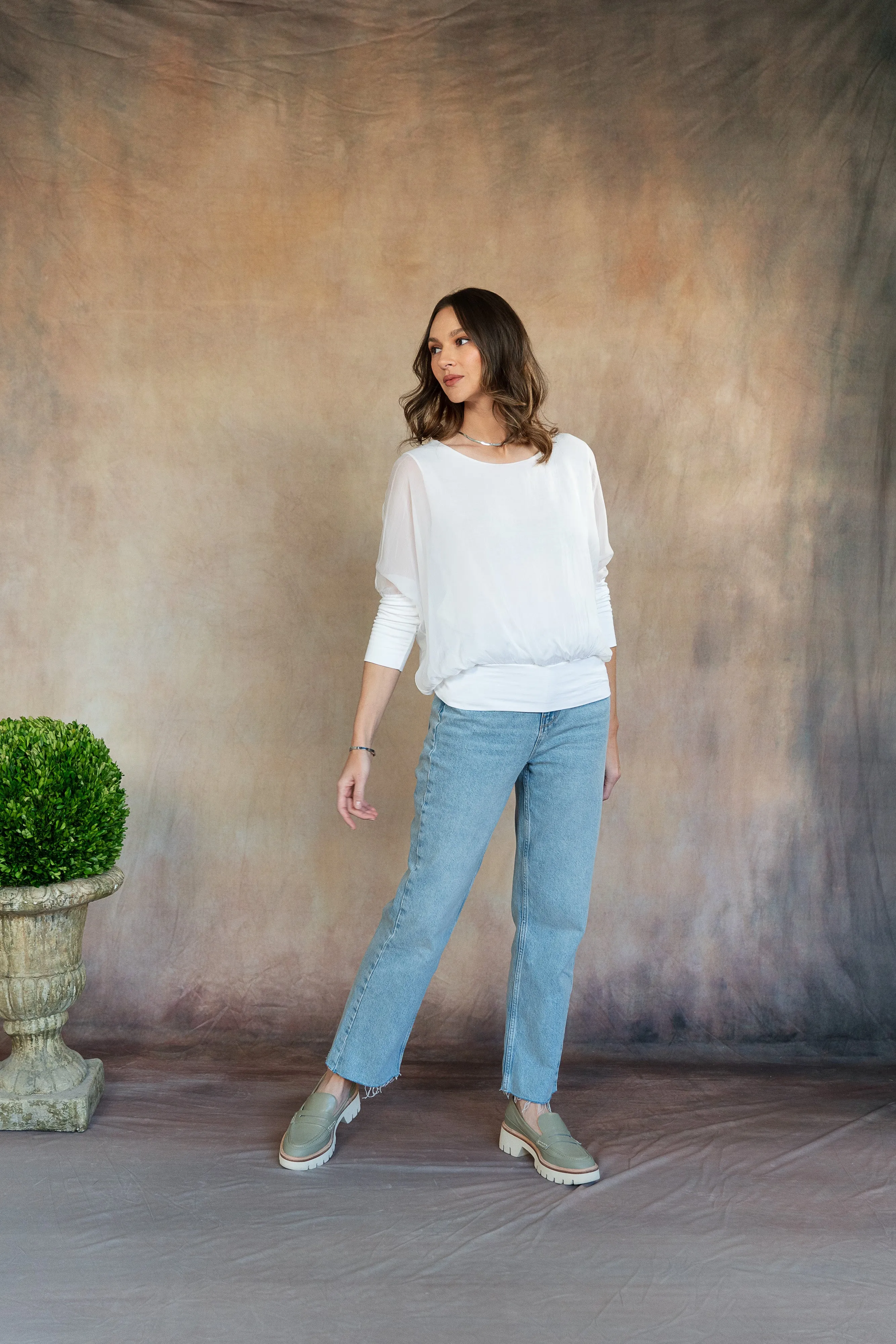 Cassandra Silk Top (White)