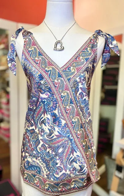 CB Cashmere Print Vneck Top