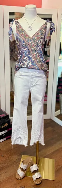 CB Cashmere Print Vneck Top