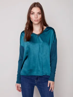 Charlie B. Emerald Satin Top