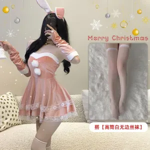 Christmas Puff Balls Lace Ruffle Dress