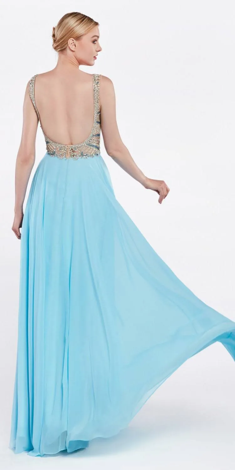 Cinderella Divine 71190 Long Dress Beaded Top Open Back