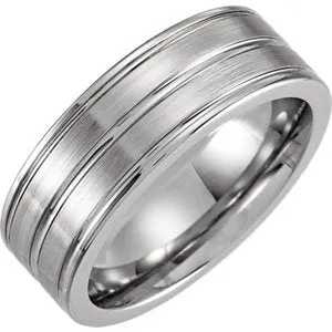 Cobalt 8 mm Grooved Band Size 12.5