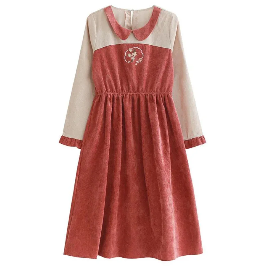 Comely Kimono- Inspried Floral Perter Pan Collar Ruffle High-Low Dress J40033
