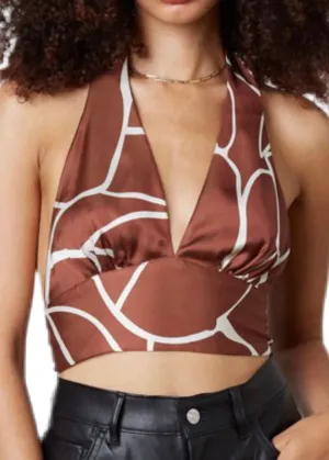 COPPER ABSTRACT HALTER TOP