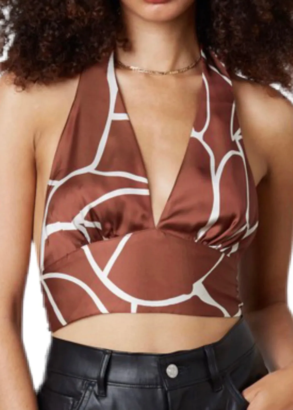 COPPER ABSTRACT HALTER TOP