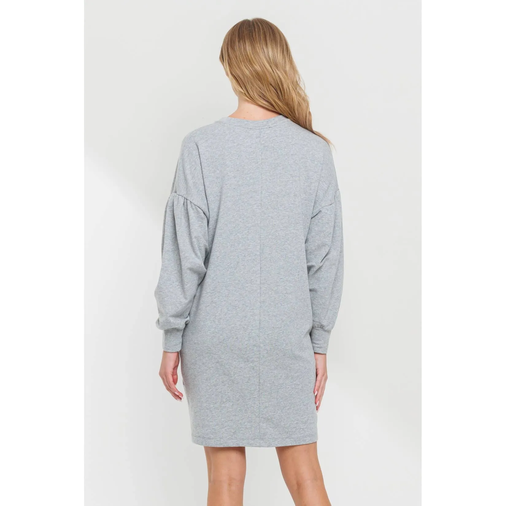Crew Neck Maternity Sweater Dress with Pockets: Olive