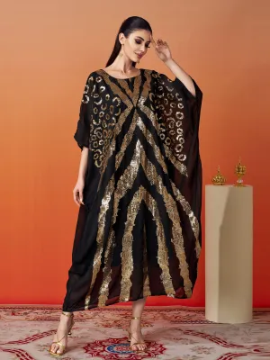 Crew Neck Sequin Mesh Cocoon Dress MES00446