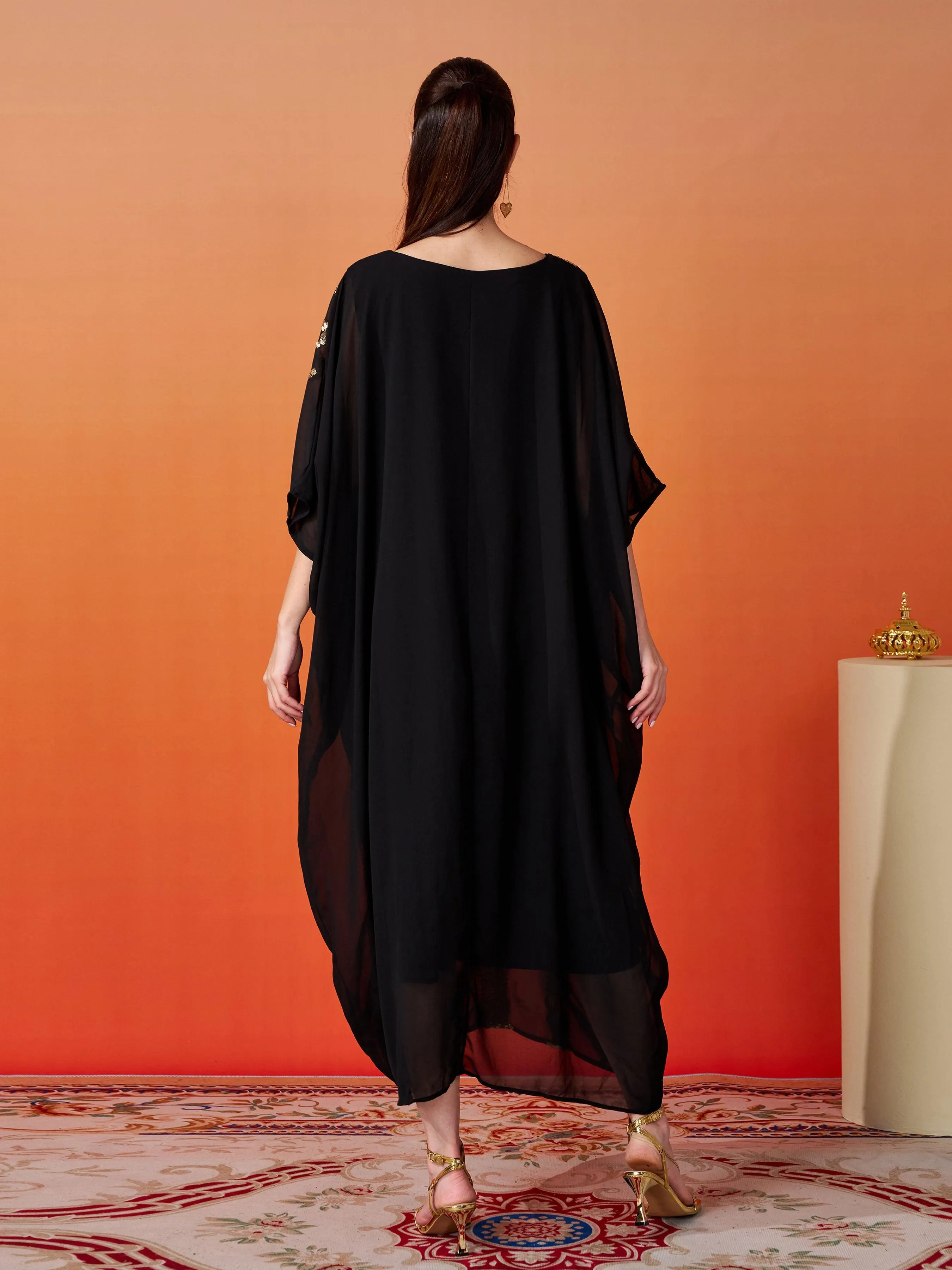 Crew Neck Sequin Mesh Cocoon Dress MES00446