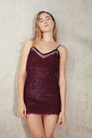 Crimson Disco Frill Dress