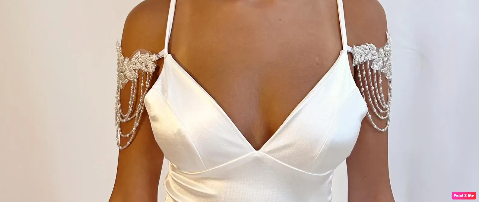 Crystal & Pearl Beaded Lace Epaulettes