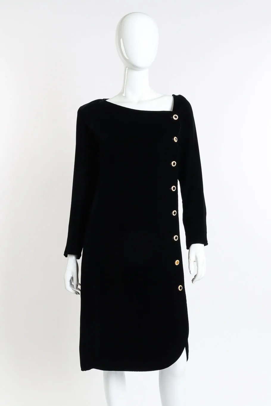 Crystal Button Velvet Dress