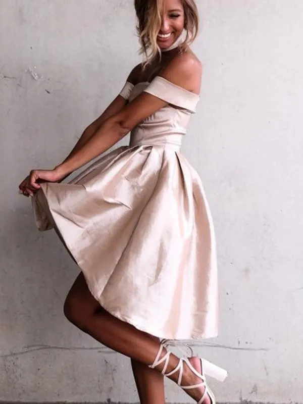 Custom Made Off Shoulder Short High Low Prom Dress, High Low Off Shoulder Short Homecoming Dress