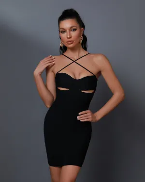 Cut-out Detail Ruched Mini Bandage Dress