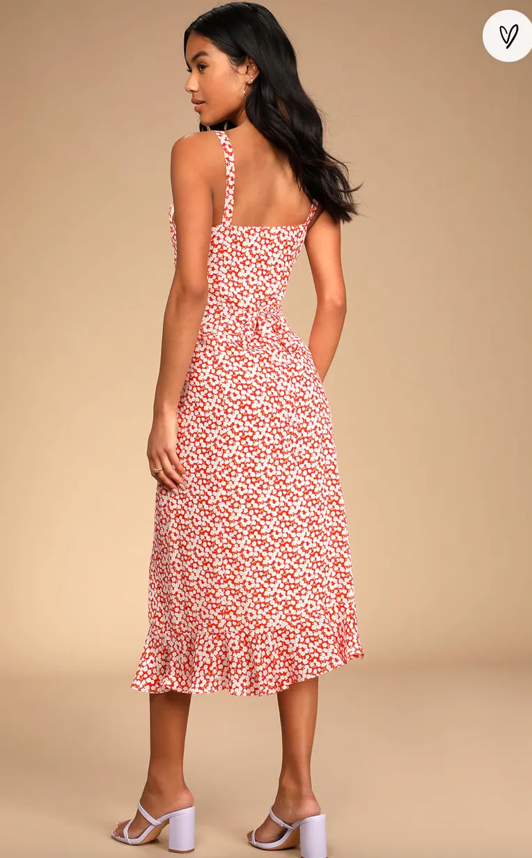 Daisies Blue Floral Print Midi Dress