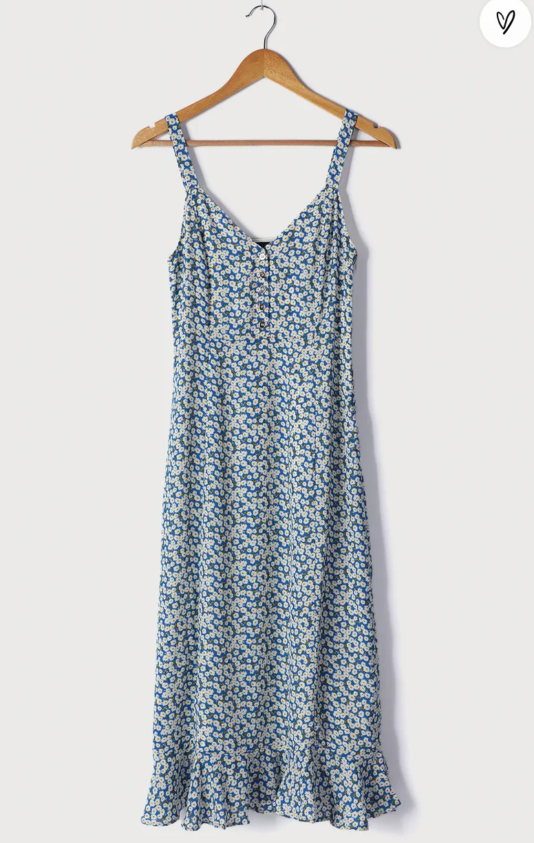 Daisies Blue Floral Print Midi Dress