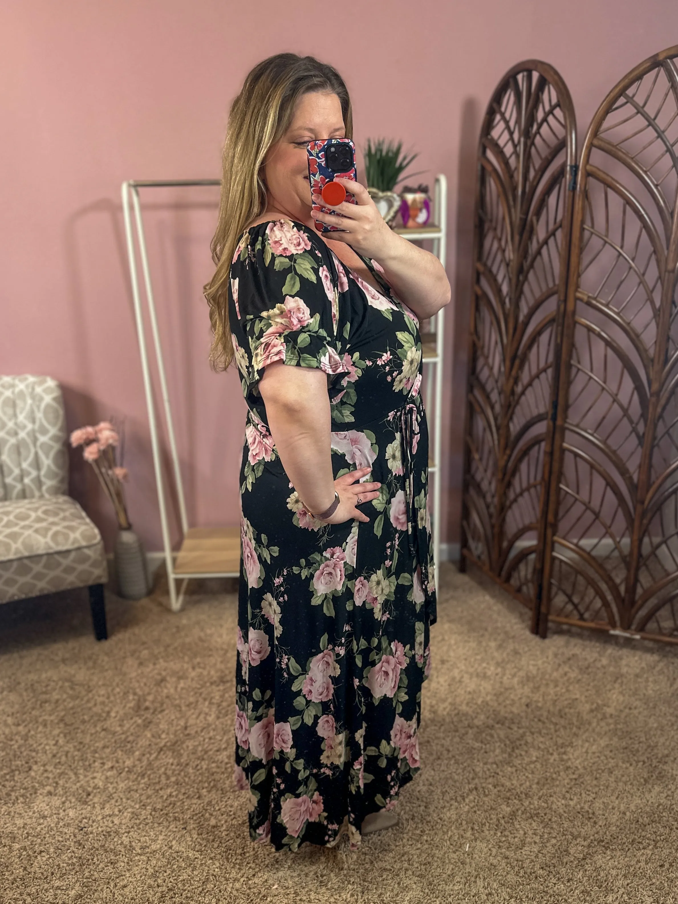 Dancing the Night Faux Wrap Dress - Black