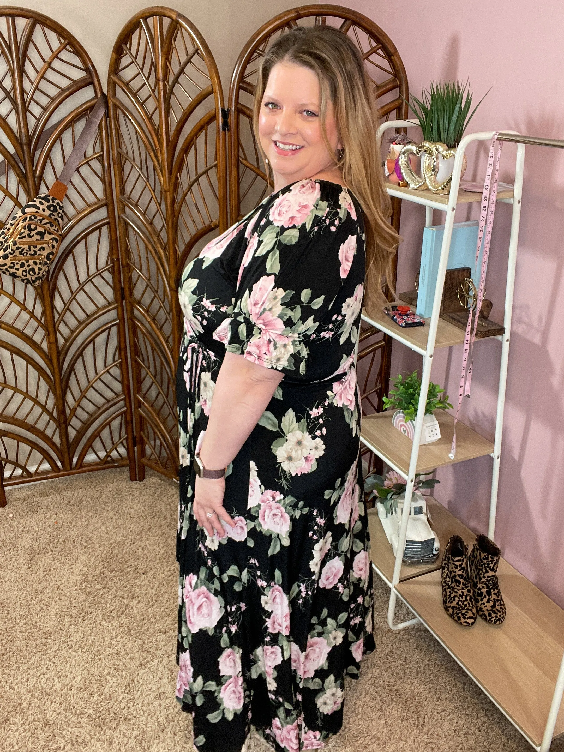 Dancing the Night Faux Wrap Dress - Black