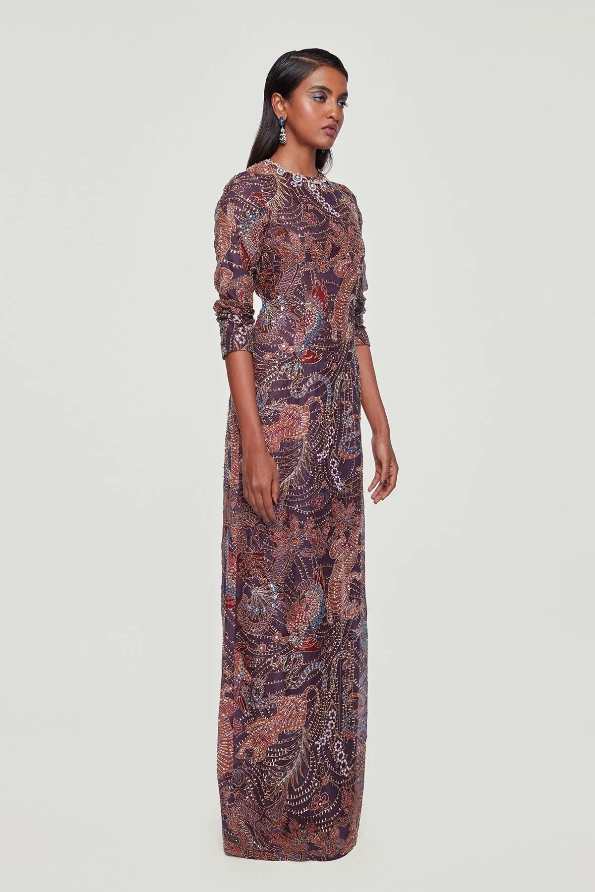 Dark Wave Paper Dolls Organza Printed And Embellished Gown