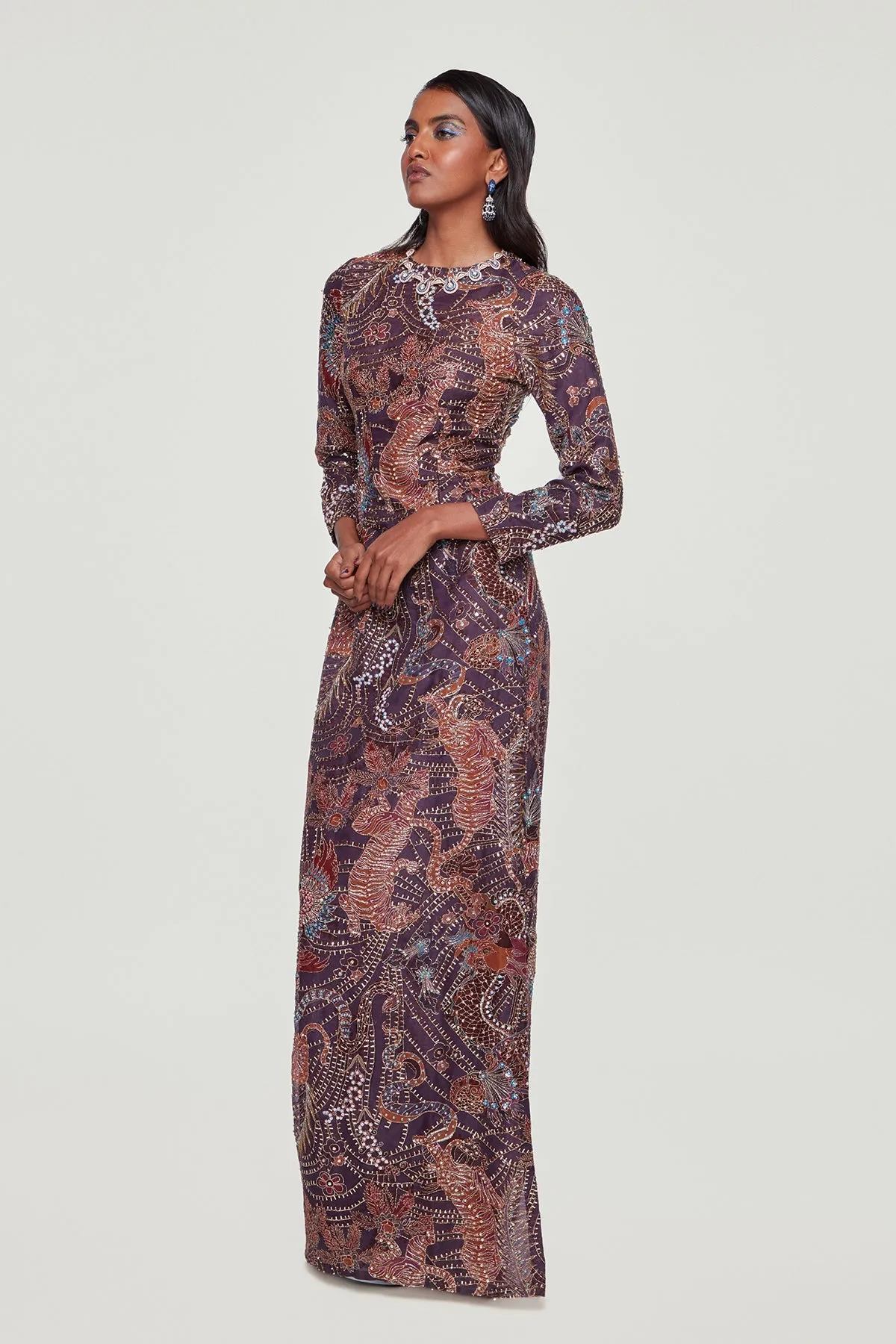 Dark Wave Paper Dolls Organza Printed And Embellished Gown