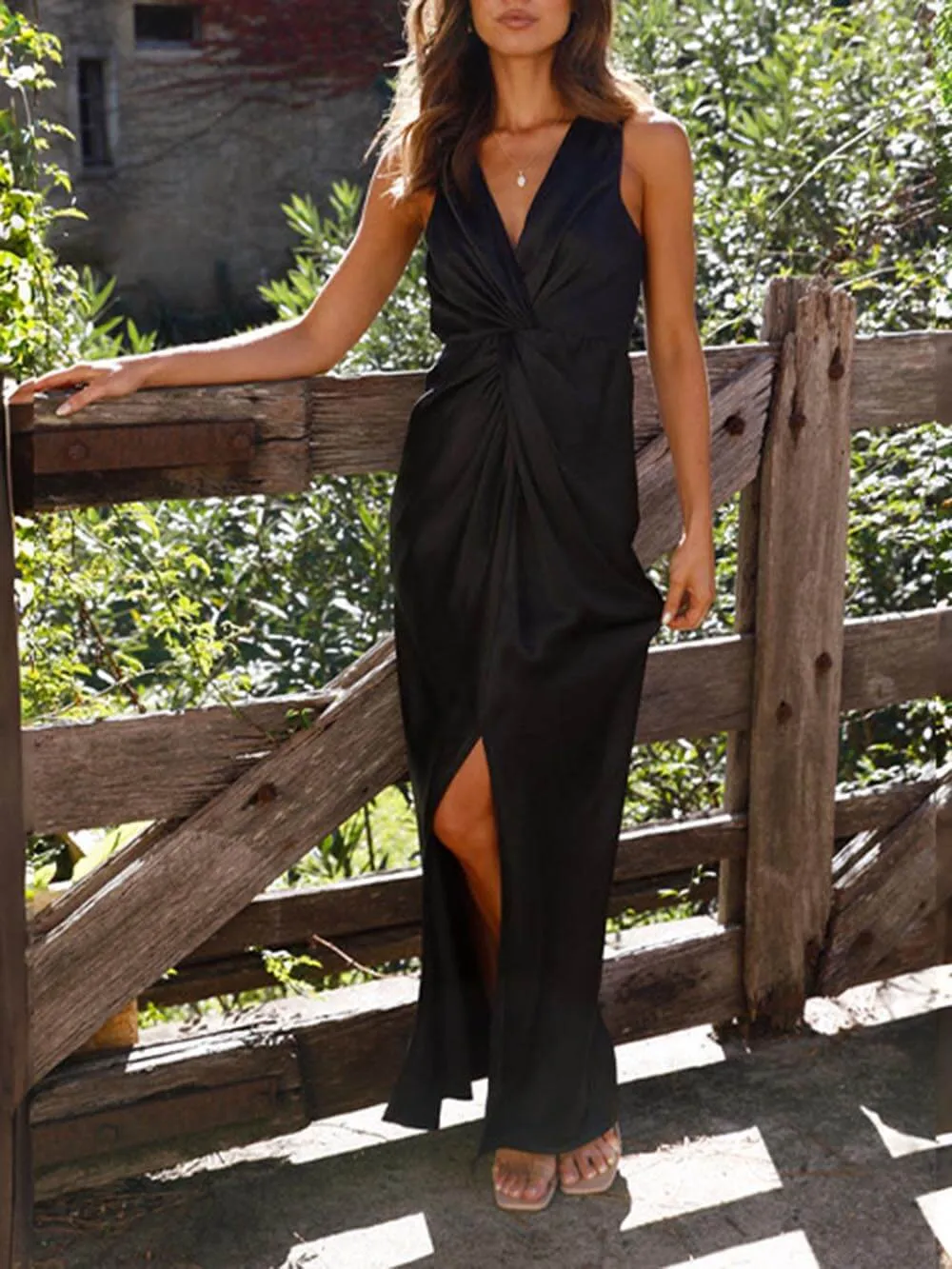 Deep V Stylish Sleeveless Backless Dress