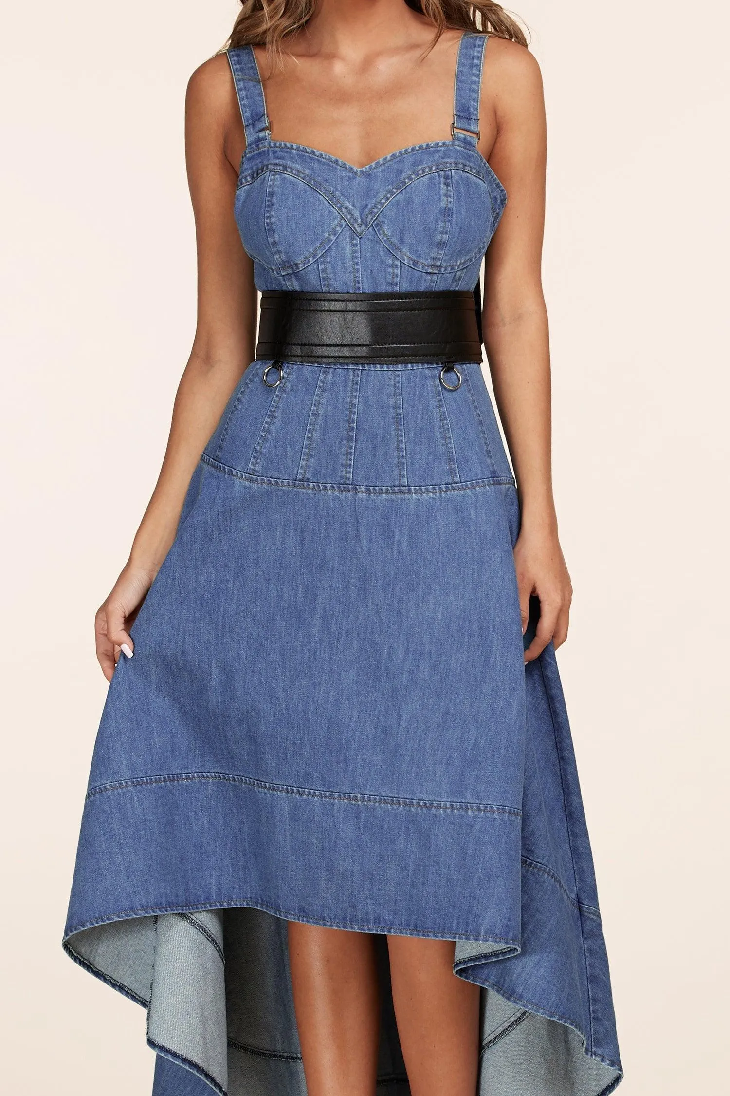 DENIM HIGH LOW DRESS