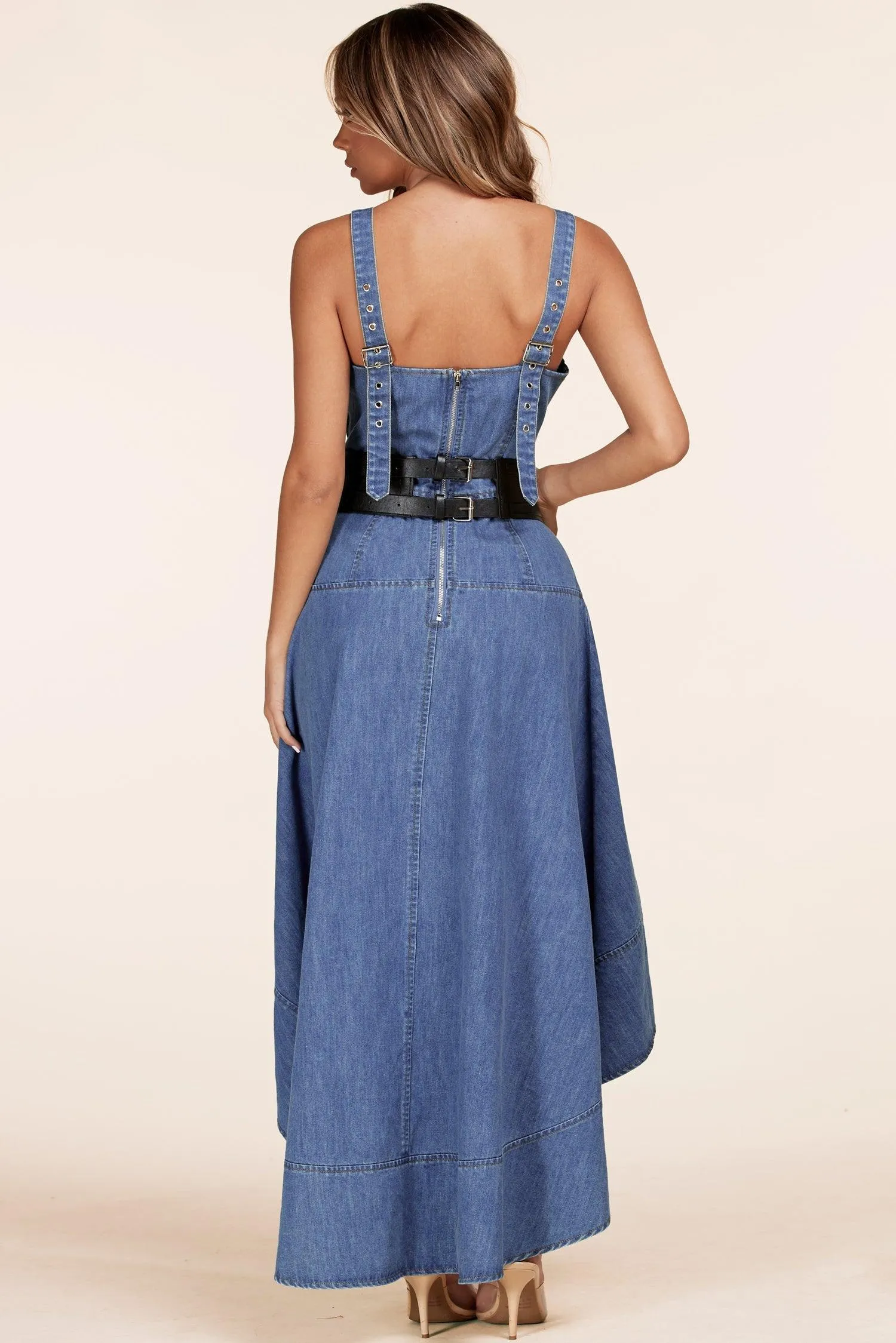 DENIM HIGH LOW DRESS