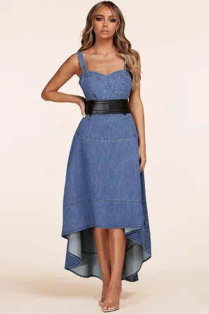 DENIM HIGH LOW DRESS