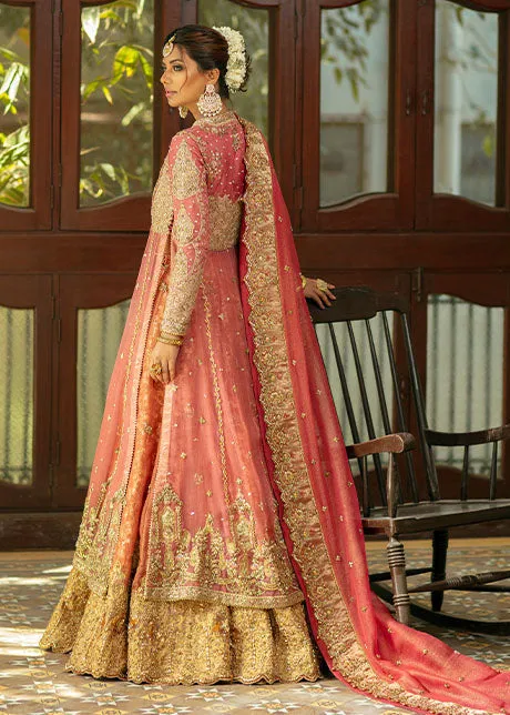 Designer Embellished Bridal Pink Lehenga with Long Gown