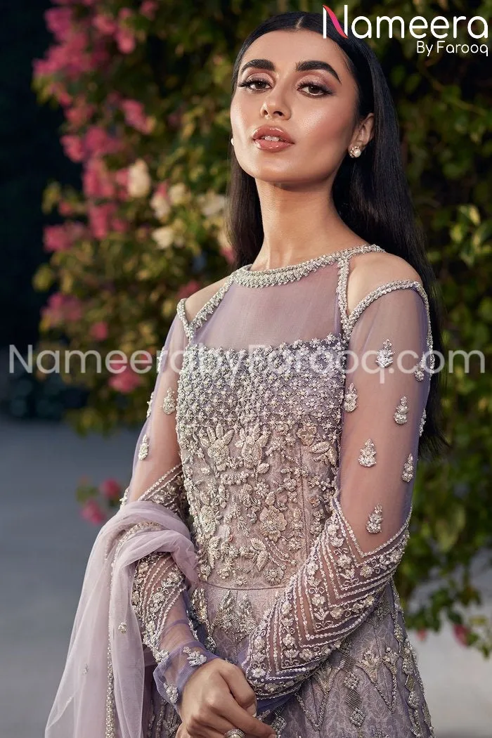 Designer Gown Purple Pakistani Bridal Dresses #BN143