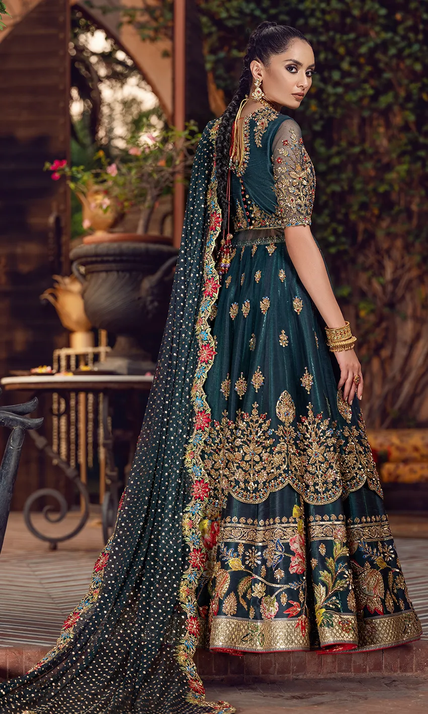 Designer Indian Red and Green Lehenga Choli #BN1151