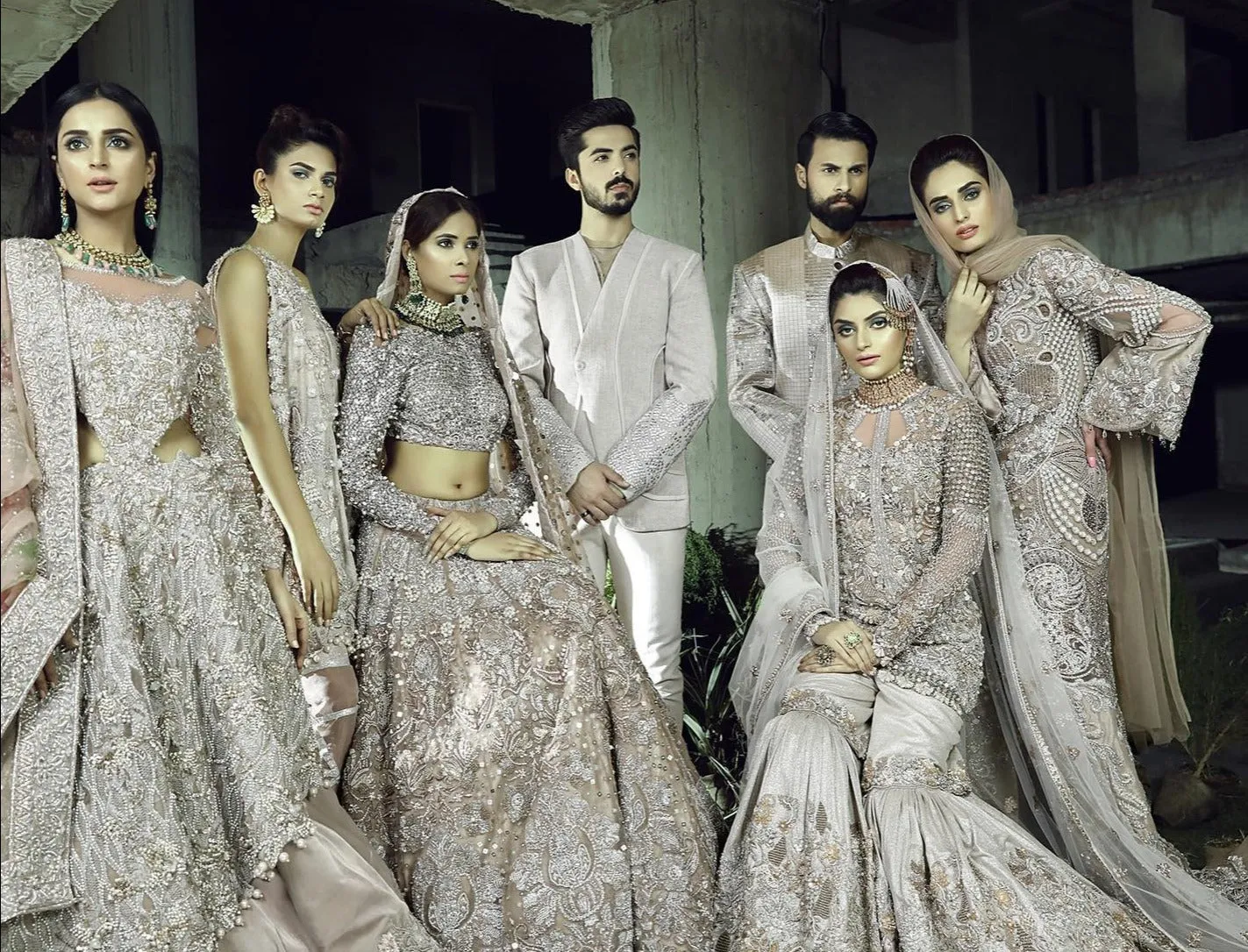 Designer Silver Grey Lehenga with Heavy Gown #BN1281