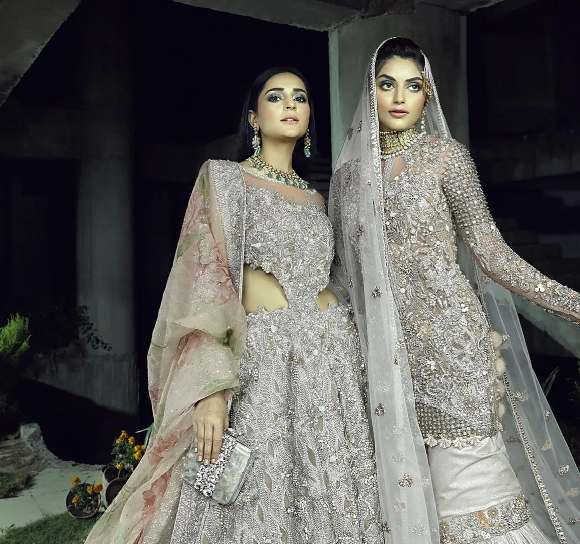 Designer Silver Grey Lehenga with Heavy Gown #BN1281