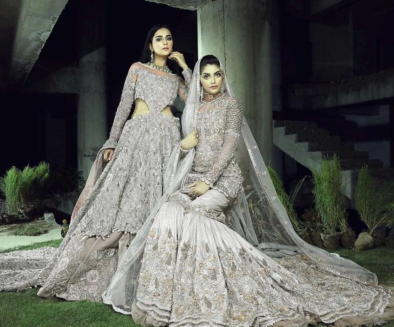 Designer Silver Grey Lehenga with Heavy Gown #BN1281