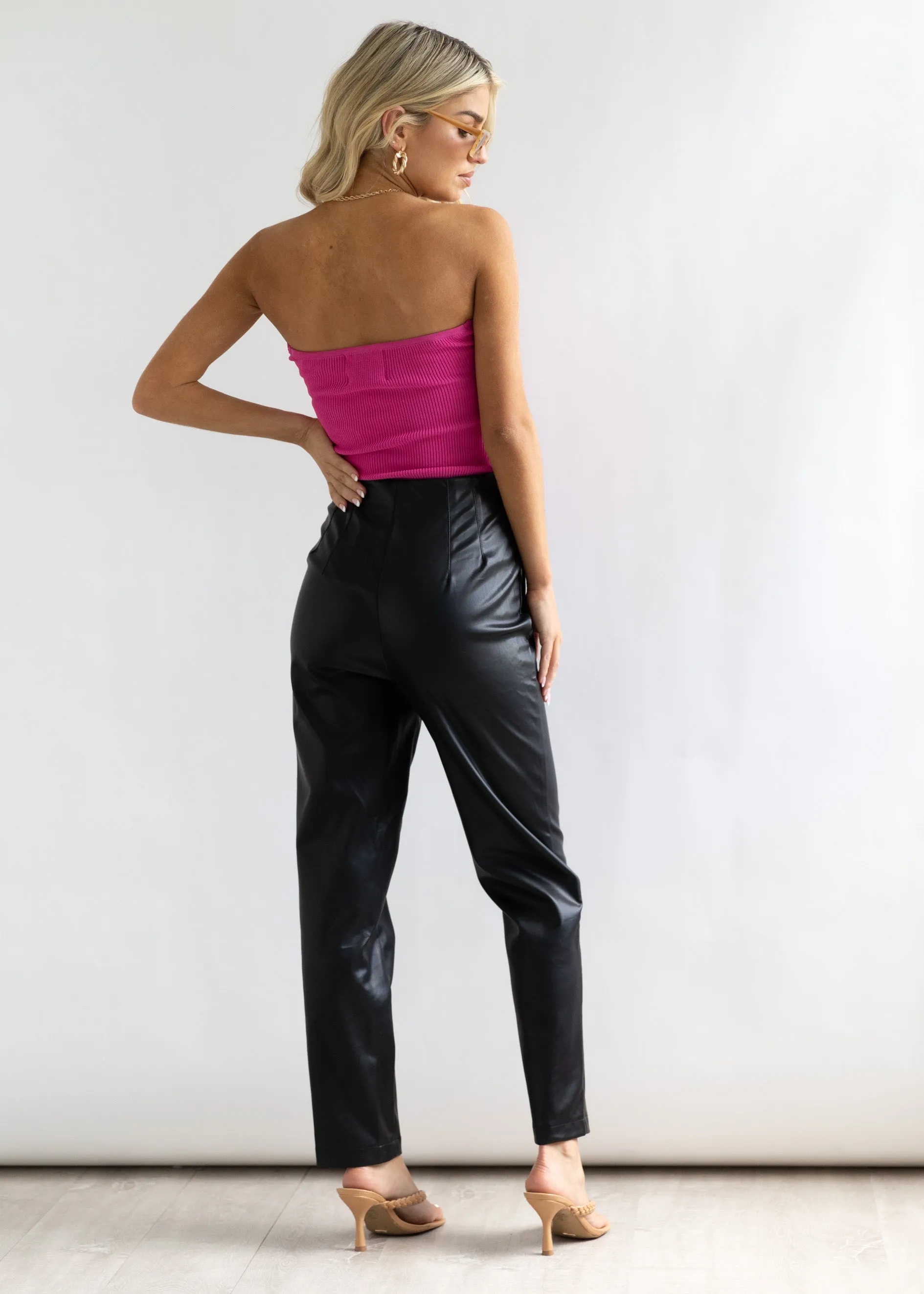 Devini Strapless Knit Top - Hot Pink