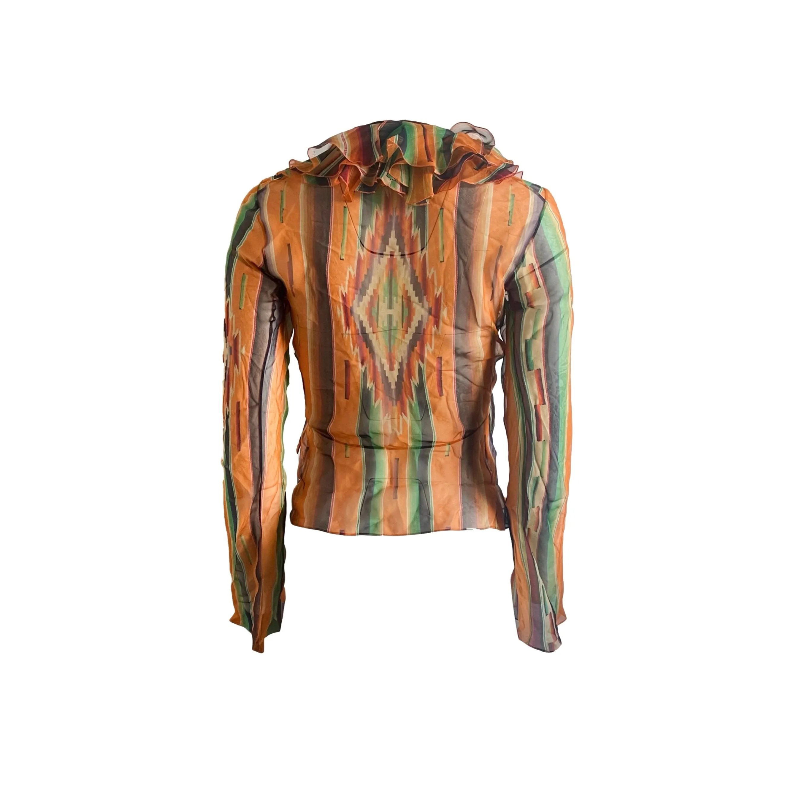 Dior Orange Print Ruffled Top