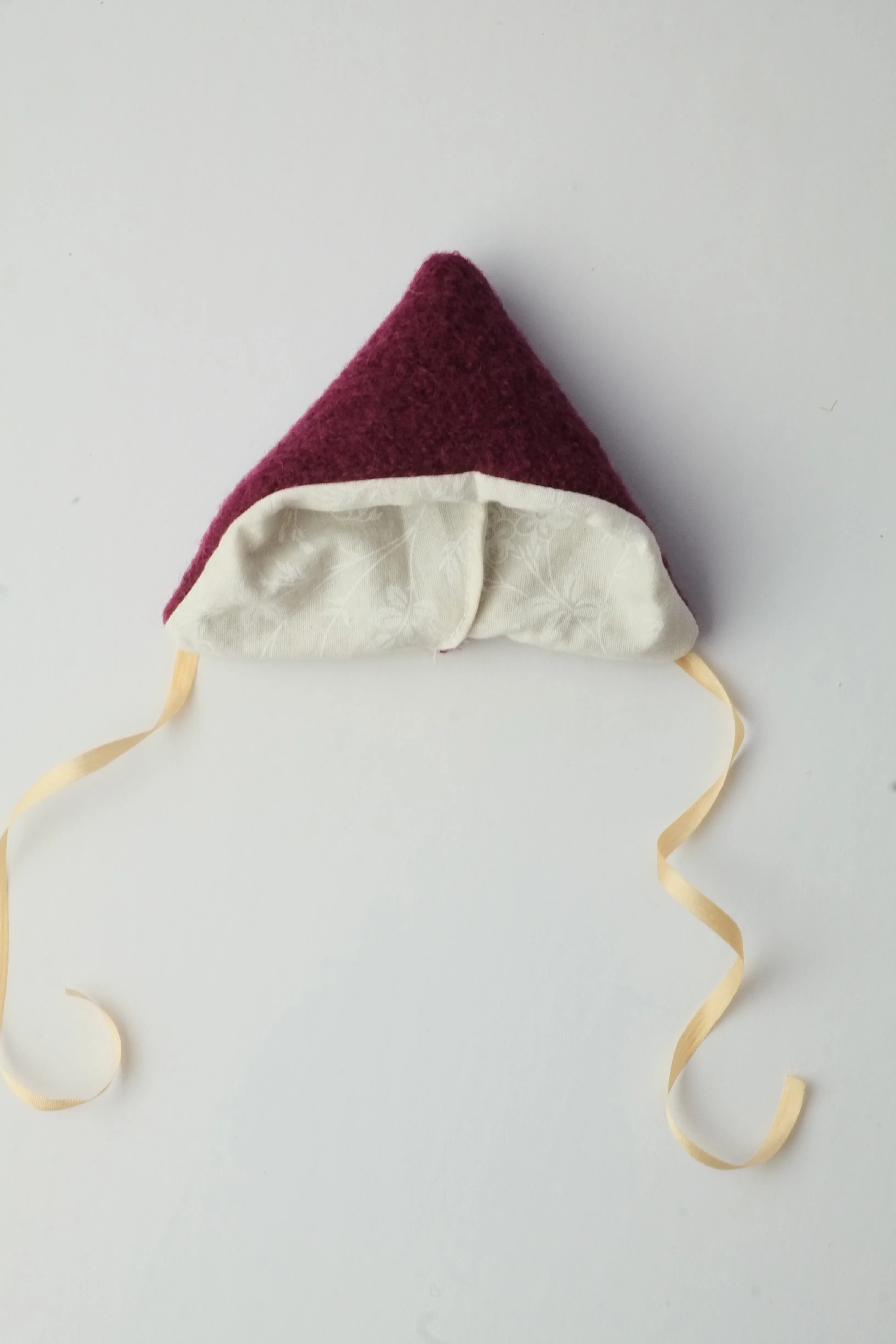 Doll Hat | Magenta Wool w/ Silk Ribbons