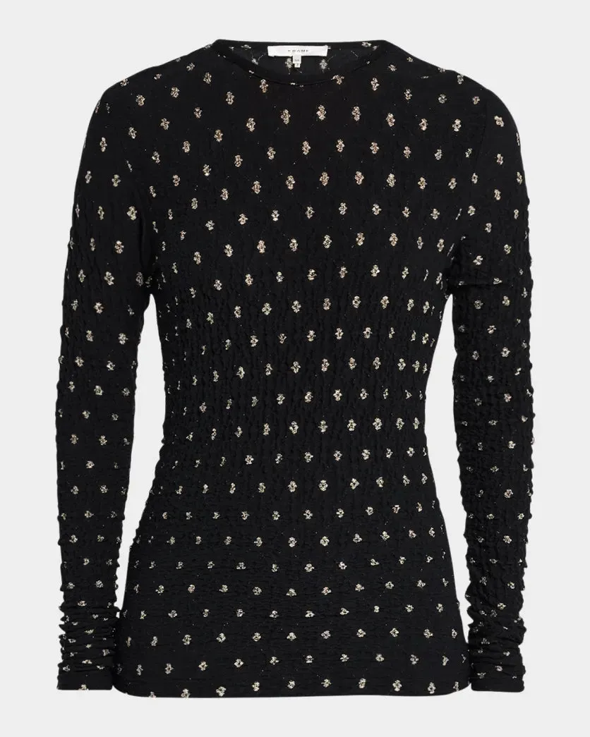 Dotted Stretch Mesh Top