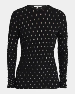 Dotted Stretch Mesh Top