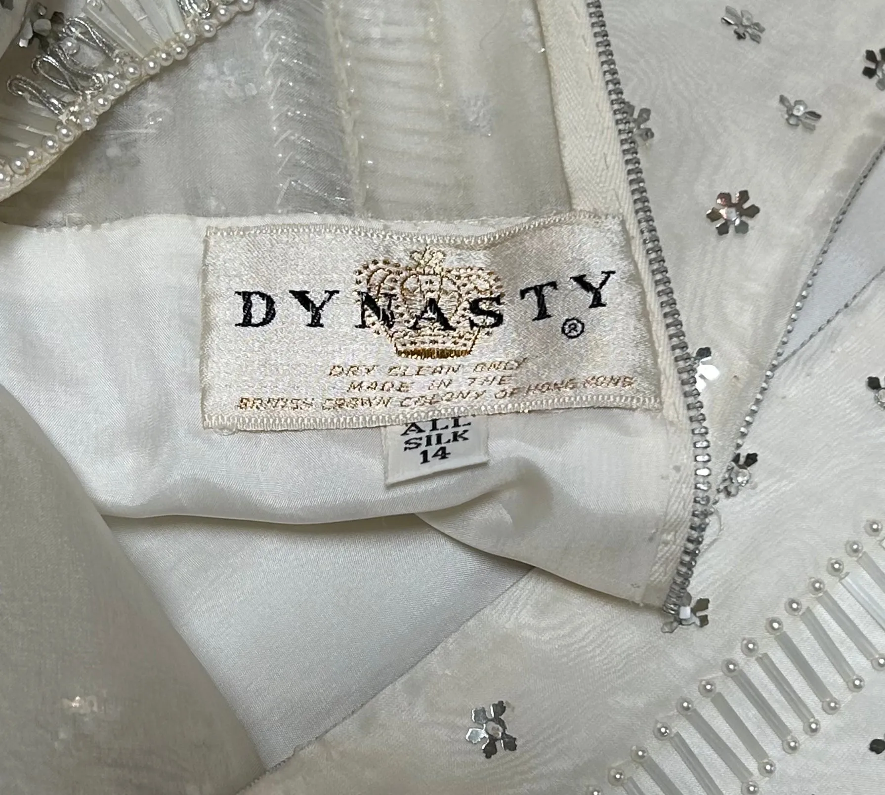 Dynasty 1960's Regency Silk Beaded Kaftan Gown