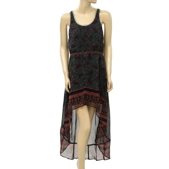 Ecote Urban Outfitters Paisley Floral Mini Dress Lace High Low Boho M New