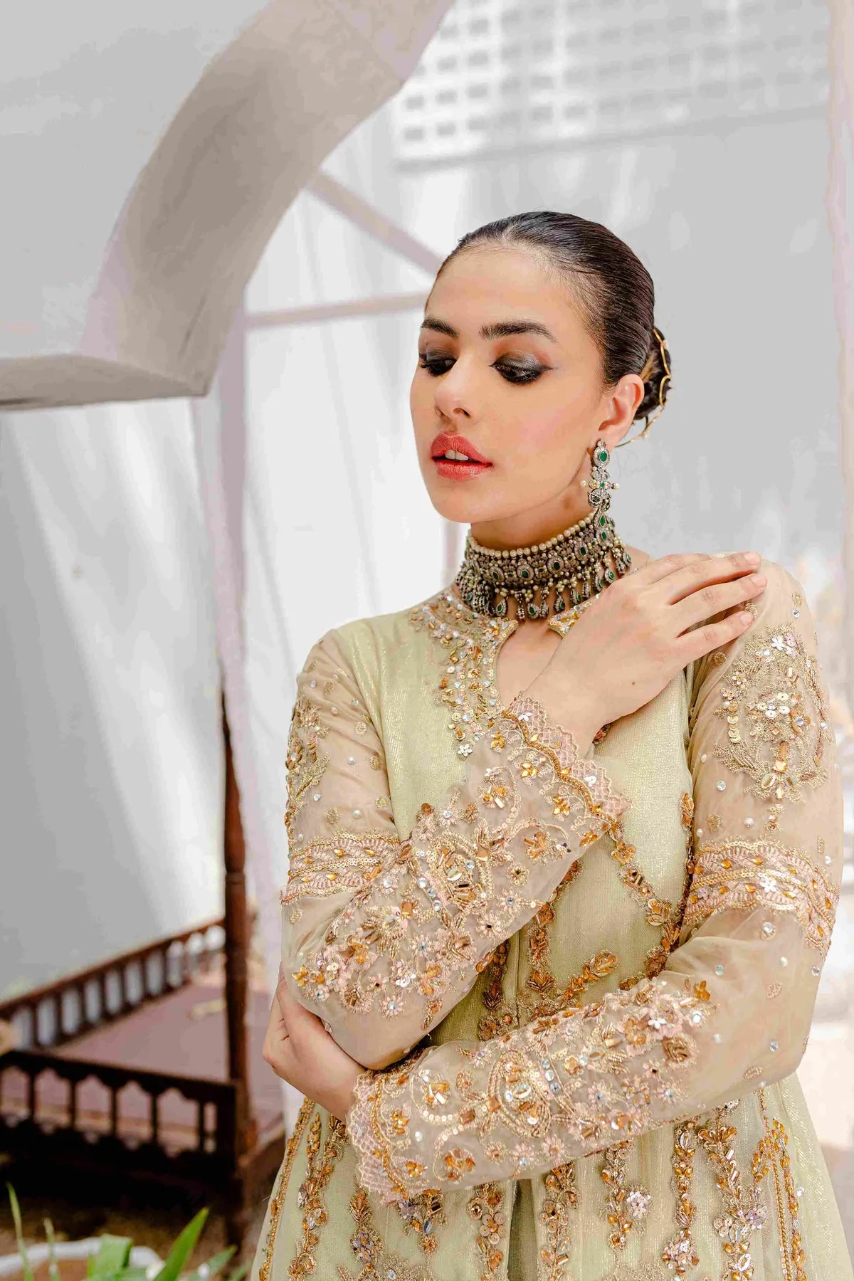 Elegant Front Open Gown Pakistani Dress for Wedding