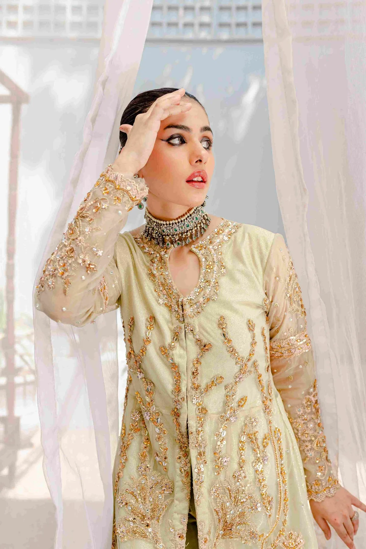 Elegant Front Open Gown Pakistani Dress for Wedding
