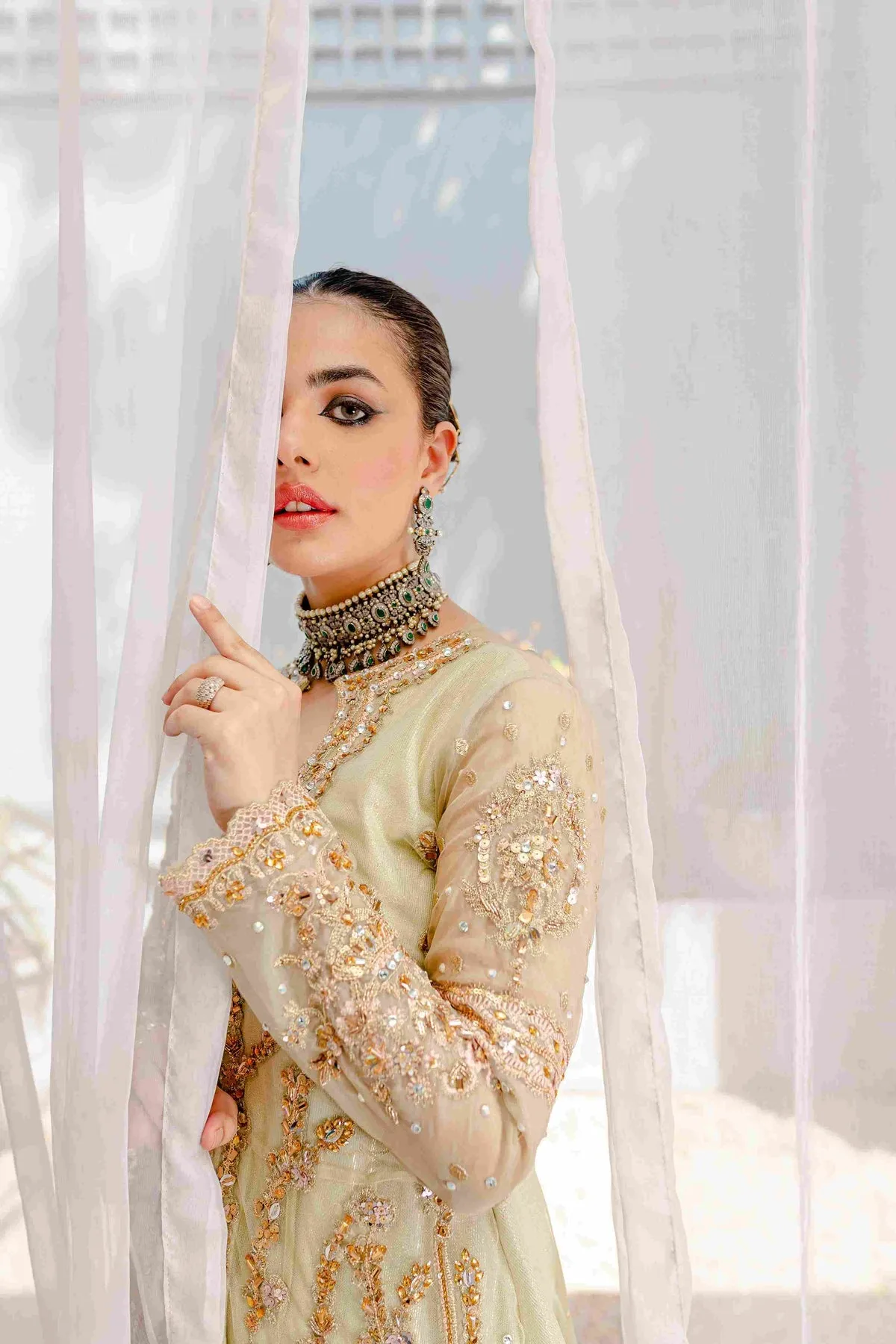 Elegant Front Open Gown Pakistani Dress for Wedding