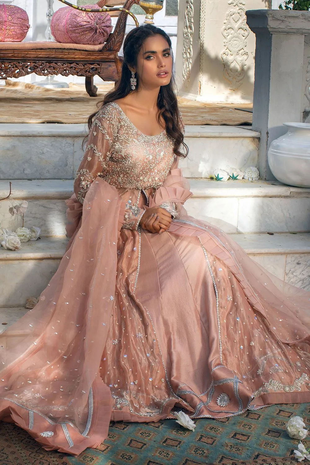 Elegant Lehenga Gown Pink Bridal Dress Pakistani #BS909